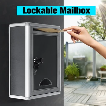 

Aluminum Alloy Mailbox Outdoor Security Locking Mailbox Letter Box Suggestion Box Newspaper Mail Letter Post Home Garden Decor