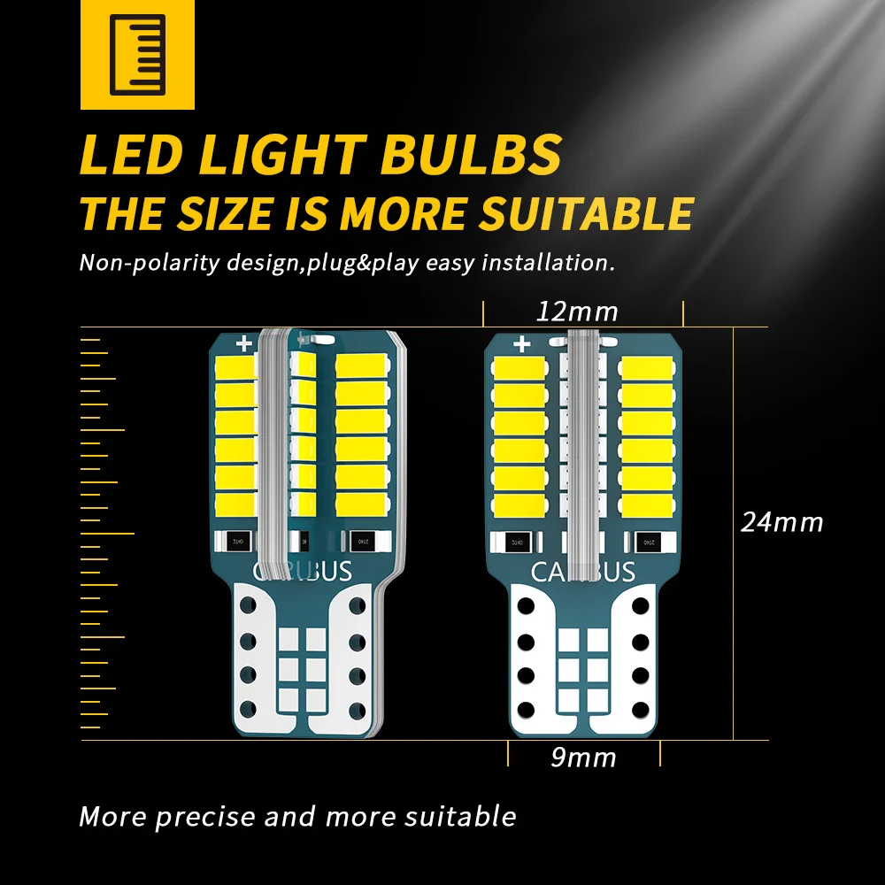Светодиодная лампа DXZ T10 50 шт. светодиодные лампы W5W 48 SMD Canbus 168 194 6000K 12 В белый свет