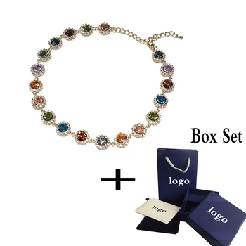 

2020 SWA New product fashion exquisite shiny colorful colorful black pink necklace, the best gift for women gorgeous birthday