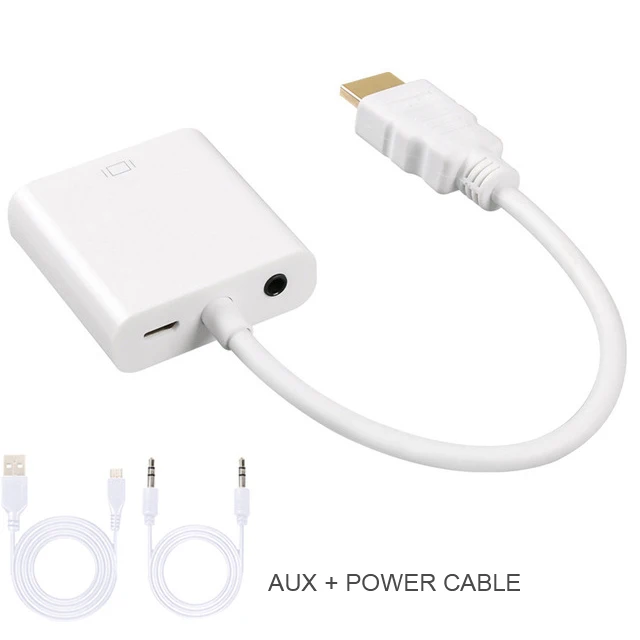 HDMI в VGA кабель конвертер цифровой аналоговый HD 1080P для ПК ноутбука планшета HDMI штекер в VGA Famale конвертер адаптер - Цвет: audio power supply