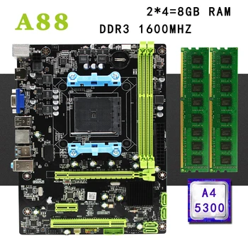 

AMD A88 desktop motherboard set kit with AMD A4-5300 CPU 8G(2*4G) FM2 FM2+ 1600MHz DDR3 RAM Micro-ATX Integrated Graphics