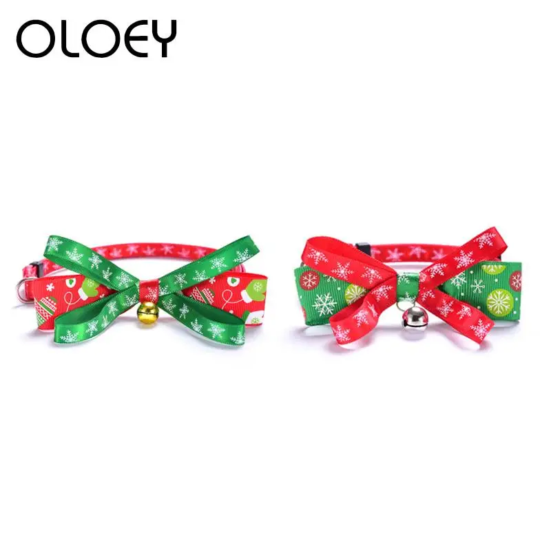 

Adjustable Collar for Cats With Bell Christmas Lovely Bowknot Tie Accessories Pets Dog Cats Kitten Quick Release Collars Product
