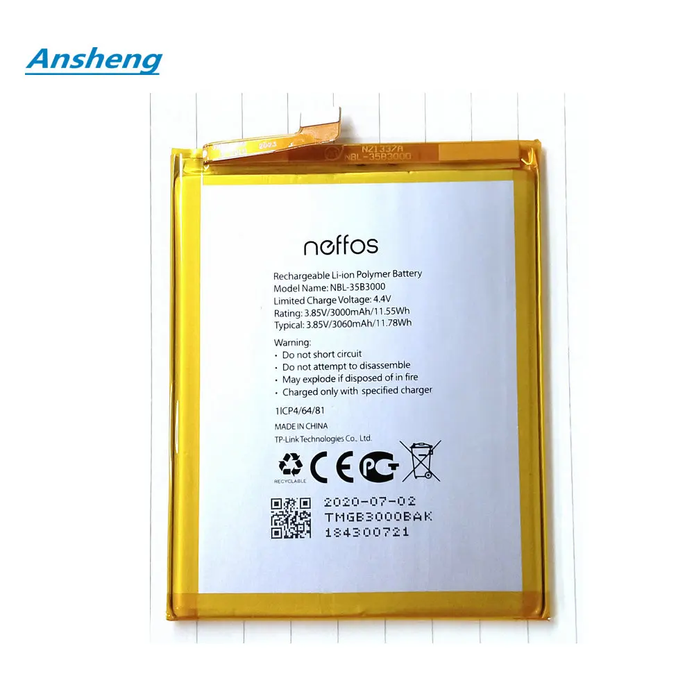 Original High Quality 3000mAh NBL-35B3000 battery For TP-link Neffos C7 TP910A TP910C Mobile Phone | Мобильные телефоны и