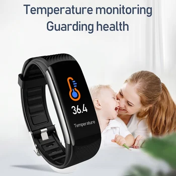 

docooler Body Temperature Bracelet Smart Wristband IP67 Waterproof Sports Smart Bracelet Blood Pressure Blood Oxygen Monitoring