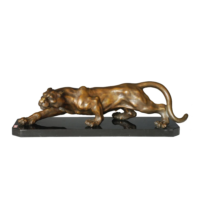 Wild Creeping Cheetah Bronze Statue Leopard Animal Sculpture Heavy