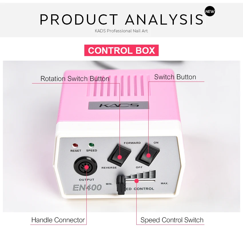 Электрическая дрель KADS 30000 об/мин, Машинка для педикюра, дрель с ручкой, набор сверл для ногтей, черная дрель, ручка, инструменты для маникюра