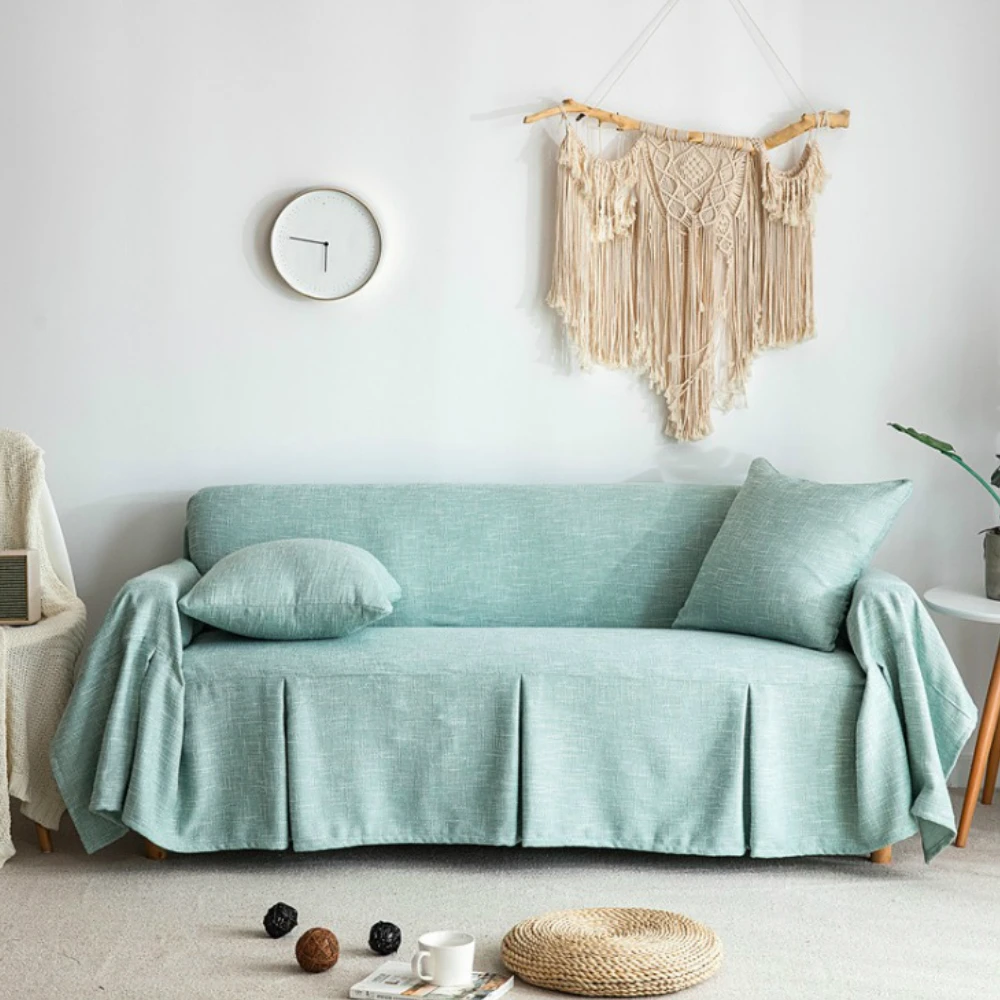 Чехол для дивана с полной защитой универсальный всесезонный чехол 4 зажимами