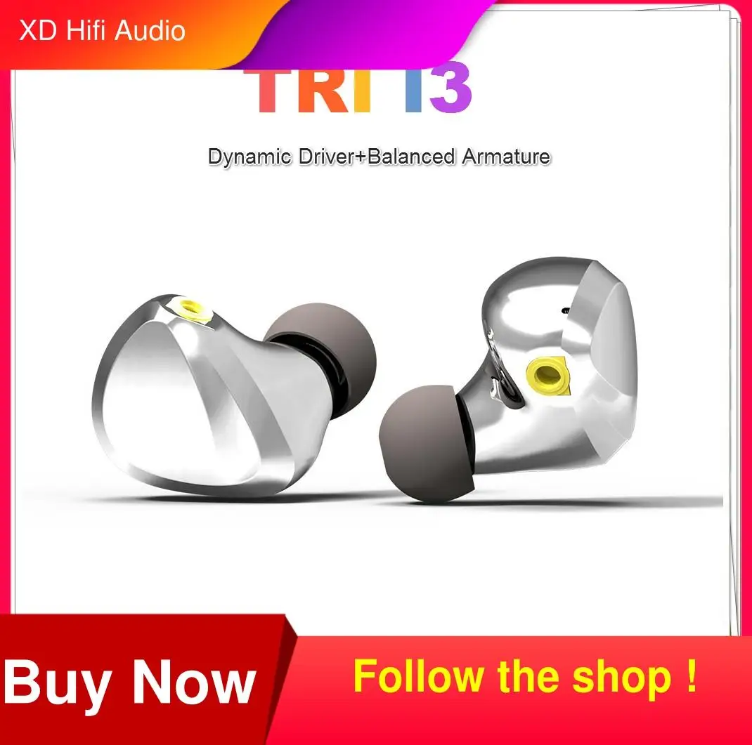 

TRI I3 Hybrid Flat Diaphragm+Composite Earphones 8MM Earbuds Dynamic Driver+Balanced Armature Driver In Ear Earphone HIFI DJ