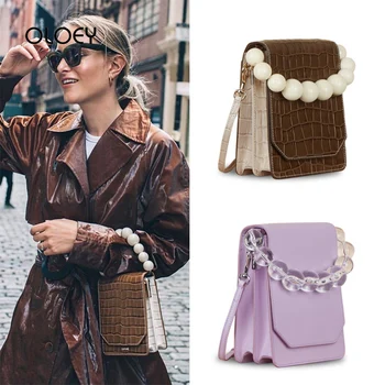 

Fashion Beaded Tote Bag Luxury Handbags Women Bags Designer Crocodile Shoulder Messenger bag Small Flap Bags bolsa feminina 2019