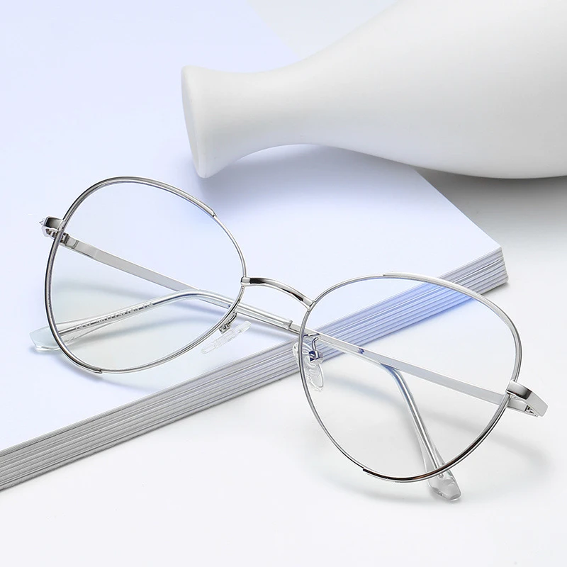Новые ретро металлические плоские зеркальные Мужские и женские модные анти-синий светильник очки трендовые литературные удобные очки оправа - Цвет оправы: Silver