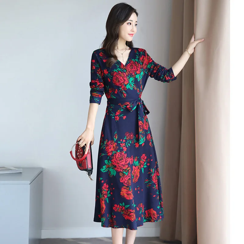 

Early Autumn Clothing 2019 New Style Long Sleeve Jersey Dress Women's Spring And Autumn Waist Hugging Slimming Popular Elegant K