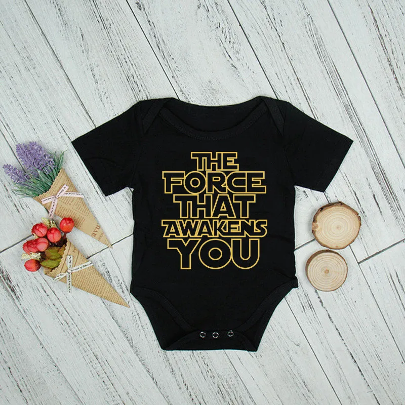 Black Baby Onesies Newborn Boy Girl Clothes Infant Toddler Bodysuit One-piece Jumpsuit Clothes 0-24M Letters Print Infant Tops
