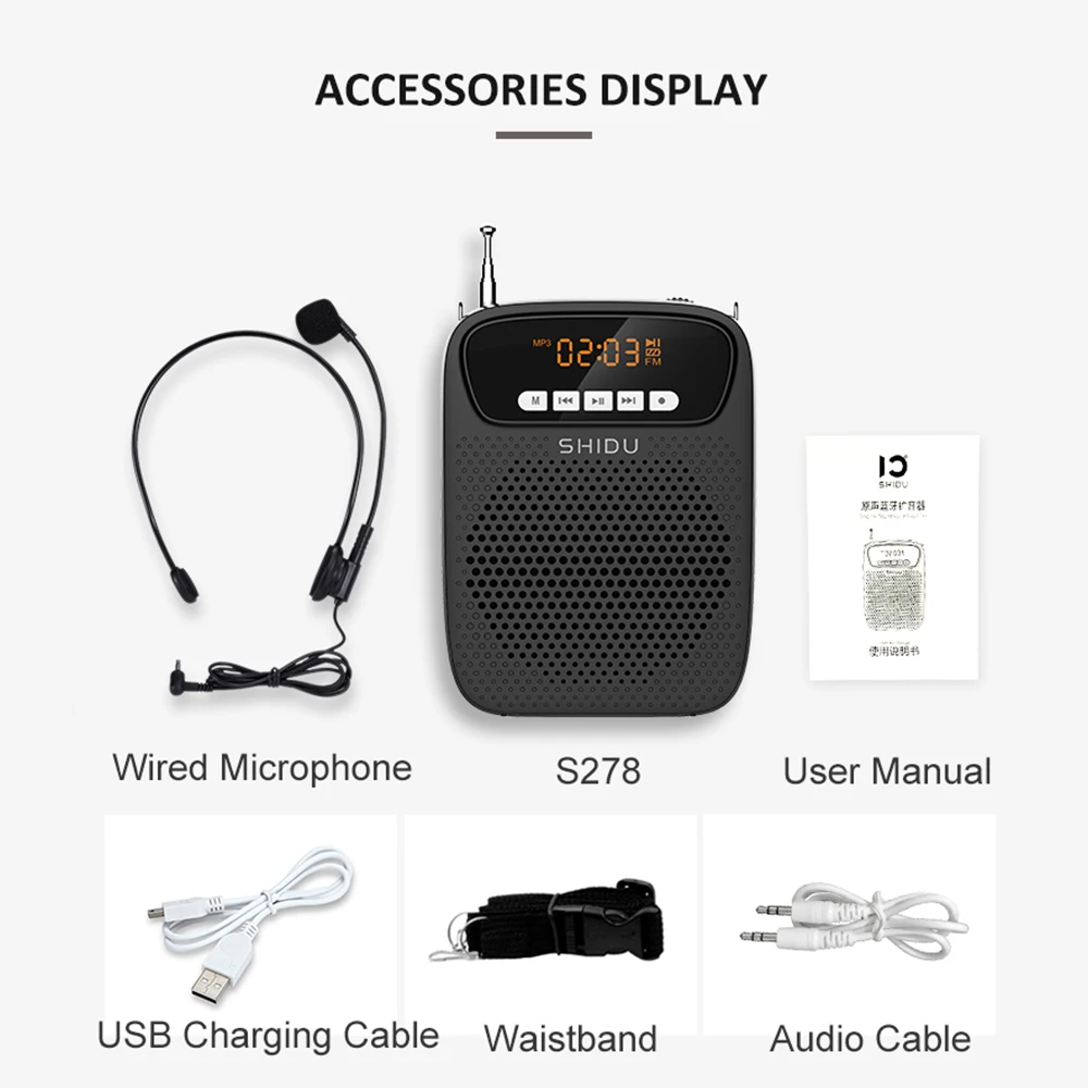 SHIDU 15W Rechargeable Voice Amplifier Portable