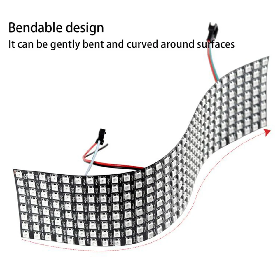 

8x8 16x16 8x32 Pixels WS2812B Individually Addressable Digital Flexible LED Panel Pixels Screen Full Color Lamp 5050 RGB DC5V