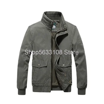 

Men's Wear Autumn Jacket Male Pure Cotton Wash With Water Tooling Men Coat Loose Dad Install Clothing