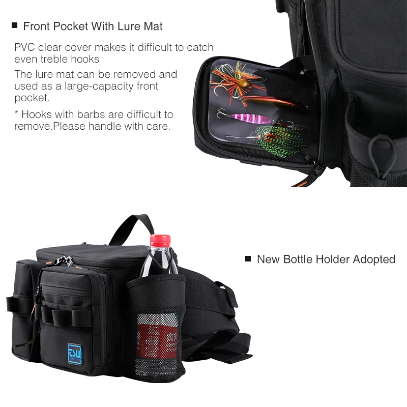 TSURINOYA Multifunction Fishing Lure Bag RX1911 Outdoor Large Capacity  Waterproof Hip Bag Shoulder Bags Fishing Tackle Pack