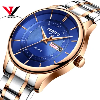 

NIBOSI 2020 Classic Fashion Waterproof Men's Quartz Luminous Watch Sports Military Pointer Date Business Watch + Gift Box