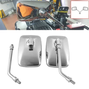

1Pair Universal Rectangle Aluminum Motorcycle Rearview Mirrors 10mm Chrome retrovisormoto Motor Accessories specchietti moto