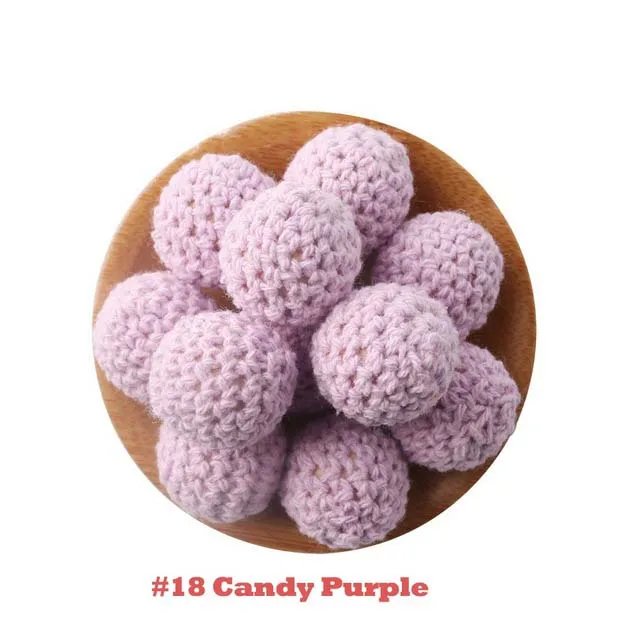 candy Purple 10 шт. 16 мм вязанные крючком бусины Детские деревянные Прорезыватели Новорожденные игрушки Изготовление ювелирных изделий уход ожерелье из бисера деревянные грызуны пустые детские товары - Цвет: candy Purple