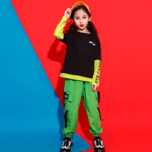 Детская одежда в стиле хип-хоп танцевальный костюм для девочек в стиле джаз уличный Детский комплект из свитера с брюками одежда для бальных танцев Одежда для сцены в Корейском стиле