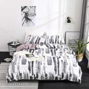 

3-Piece Duvet Cover Brushed Multicolor Print Nordic Style Modern Simple Cross-Border Home Textile Multi-Piece Bedding King