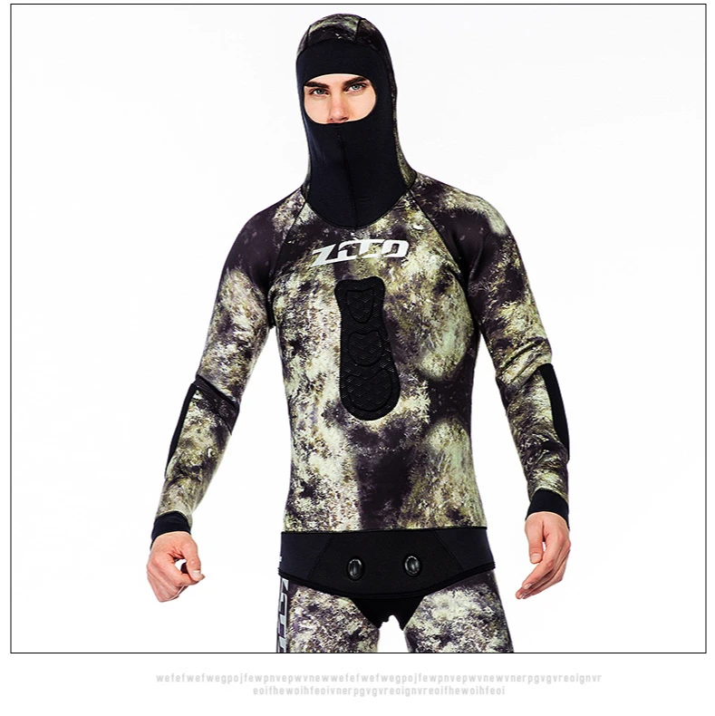 Wetsuit 3.5mm Mens  CR Neoprene Open Cell camouflage Two-piece  spearfishing diving suit winter swimsuit Unisex