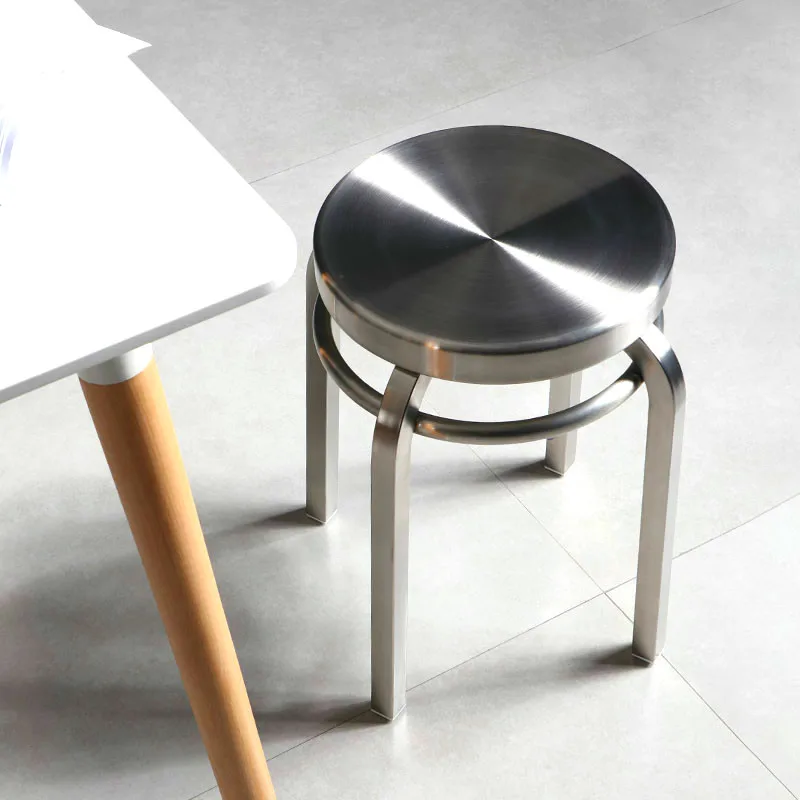 

Nordic Stainless Steel Small Stool Home Dining Chair Thick and Durable Laboratory Metal Chair Bedroom Stool 31*31*45cm,W