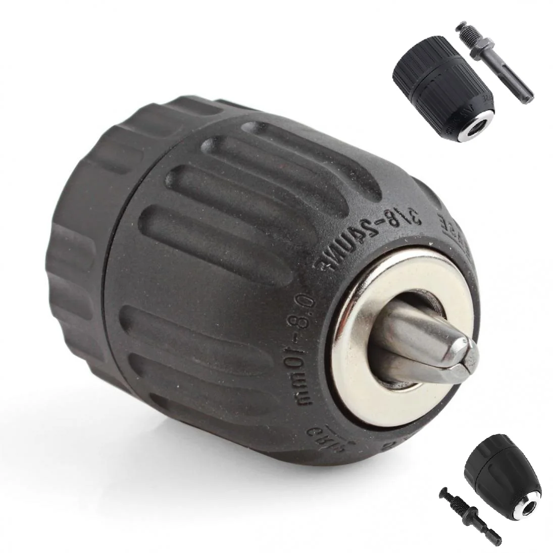 KASILU 0.8-10mm 3/8 Inch 24UNF Keyless Drill Chuck Converter 1/4 Inch Hex Shank Keyless Chuck Driver Durable KASILU 0.8-10mm 3/8 Inch 24UNF Keyless Drill Chuck Converter 1/4 Inch Hex Shank Keyless Chuck Driver Durable