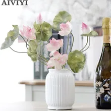 Искусственные, силиконовые лилейный Лотос поддельные декоративные растения гостиная отель милый домашний офис для Будды искусственный Лотос