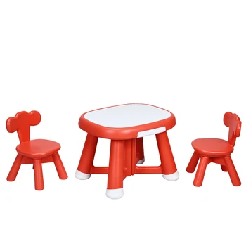 

Kids Playing Studying Table Chair Set w/2 Chair Storage Bins Bedroom Red