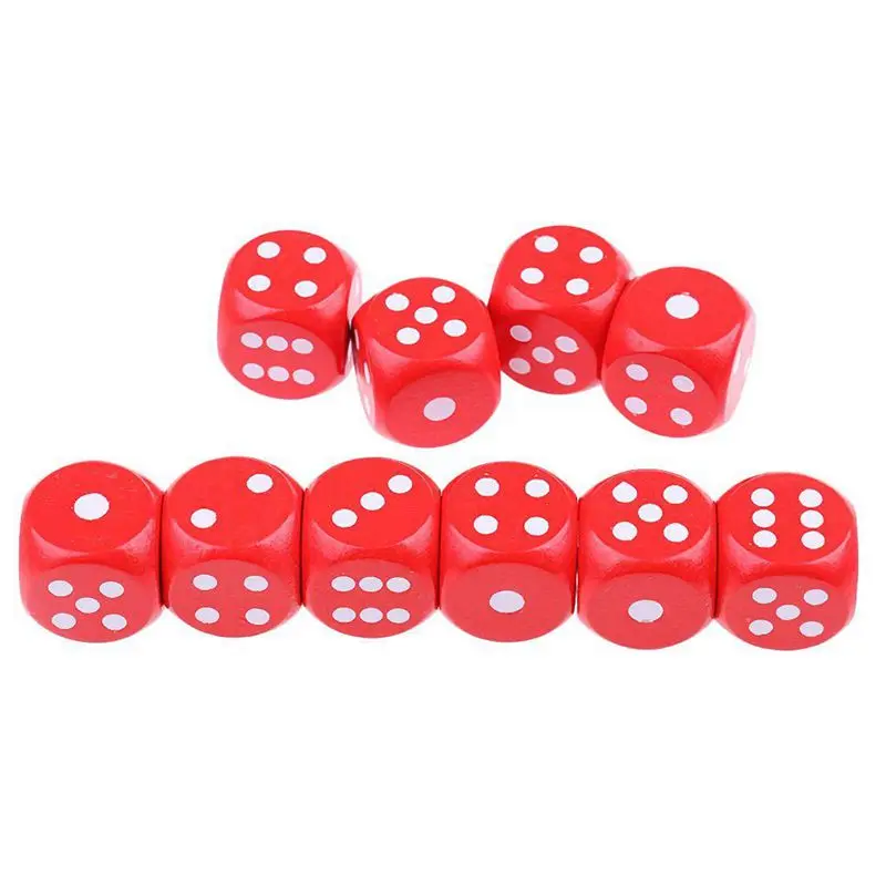 Топ! 10 шестисторонних D6 кости для настольных игр из дерева красный|Кубики| |