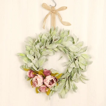 

Artificial Garland Ribbon Decoration Flower Wreath Ribbon Bow Simulation Plant Wall Hanging Home Decoration Creative Garland