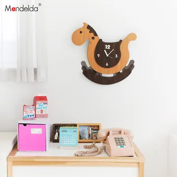 

Creative Pendulum Wall Clock 3d Big Wood Cartoon Children's Clocks Modern Bedroom Silent Wall Watch Duvar Saati Decor SC466