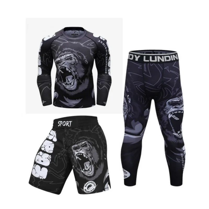 Компрессионные рубашки мужские для MMA бокса Муай Тай шорты Рашгард джиу джитсу