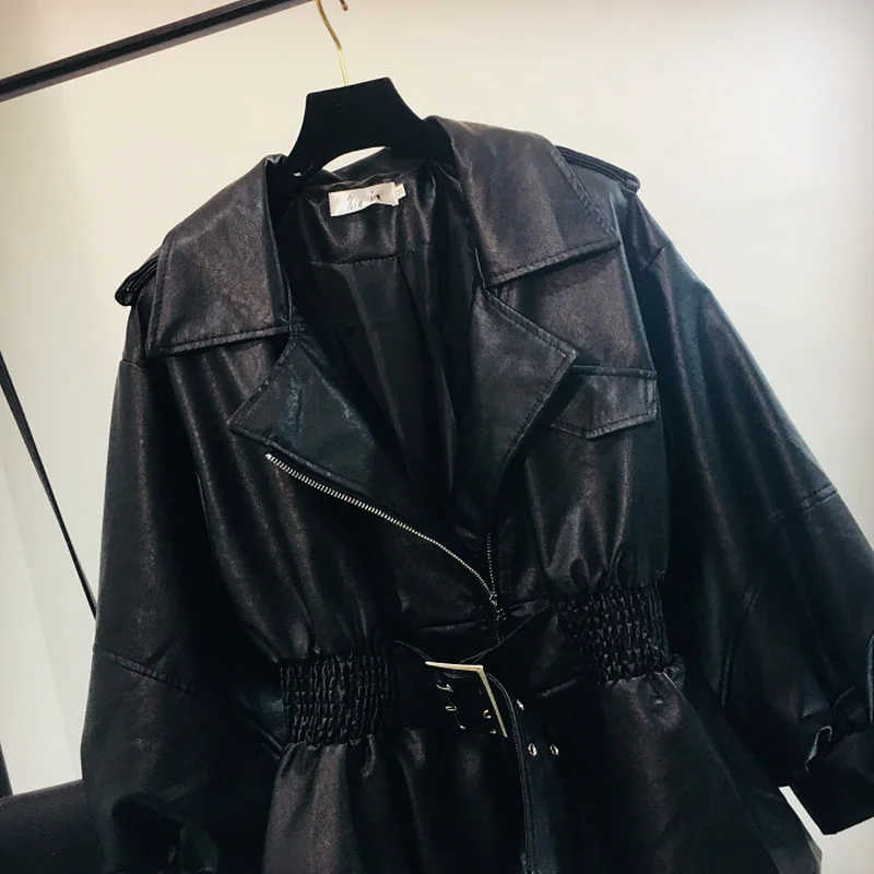 Gaganight осенняя куртка из искусственной кожи женская модная черная мотоциклетная