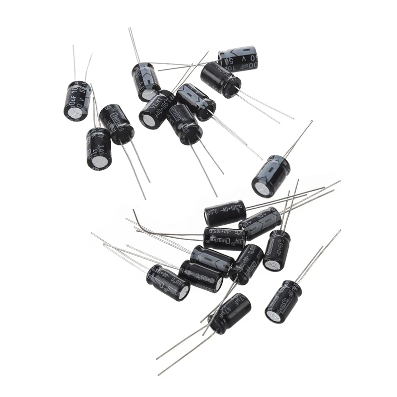 

20 Pcs 50V 105°C Radial Electrolytic Capacitor, 10 Pcs 47UF 6X11Mm & 10 Pcs 100UF 8X12Mm