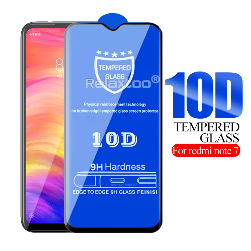 

10D Full Glue on redmi note 7 Glass protective Glas For xiaomi redmi 7 safety Glass xaomi red mi note7 pro screen protector Film
