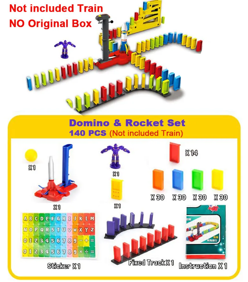 Domino Rocket set N Автоматическая укладка домино кирпич Поезд Автомобиль набор звуковой светильник дети красочные пластиковые блоки домино игра игрушки набор подарок для девочек и мальчиков - Цвет: Domino Rocket set N