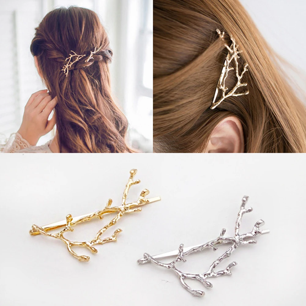 Hair-Clips Alloy-Branch-Hairpins Metal Vintage Elegance Silver Girls Women Tree Fashion