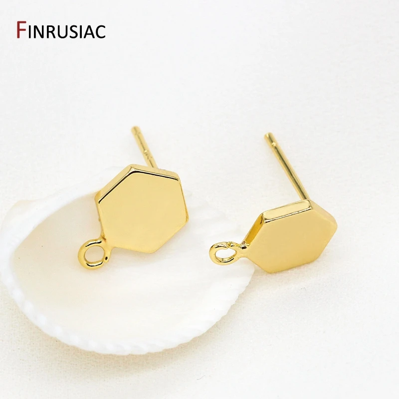 

Jewelry Material For DIY Making Earrings 14k Gold Plated Hexagon Shape Simple Earring Hook Wholesale