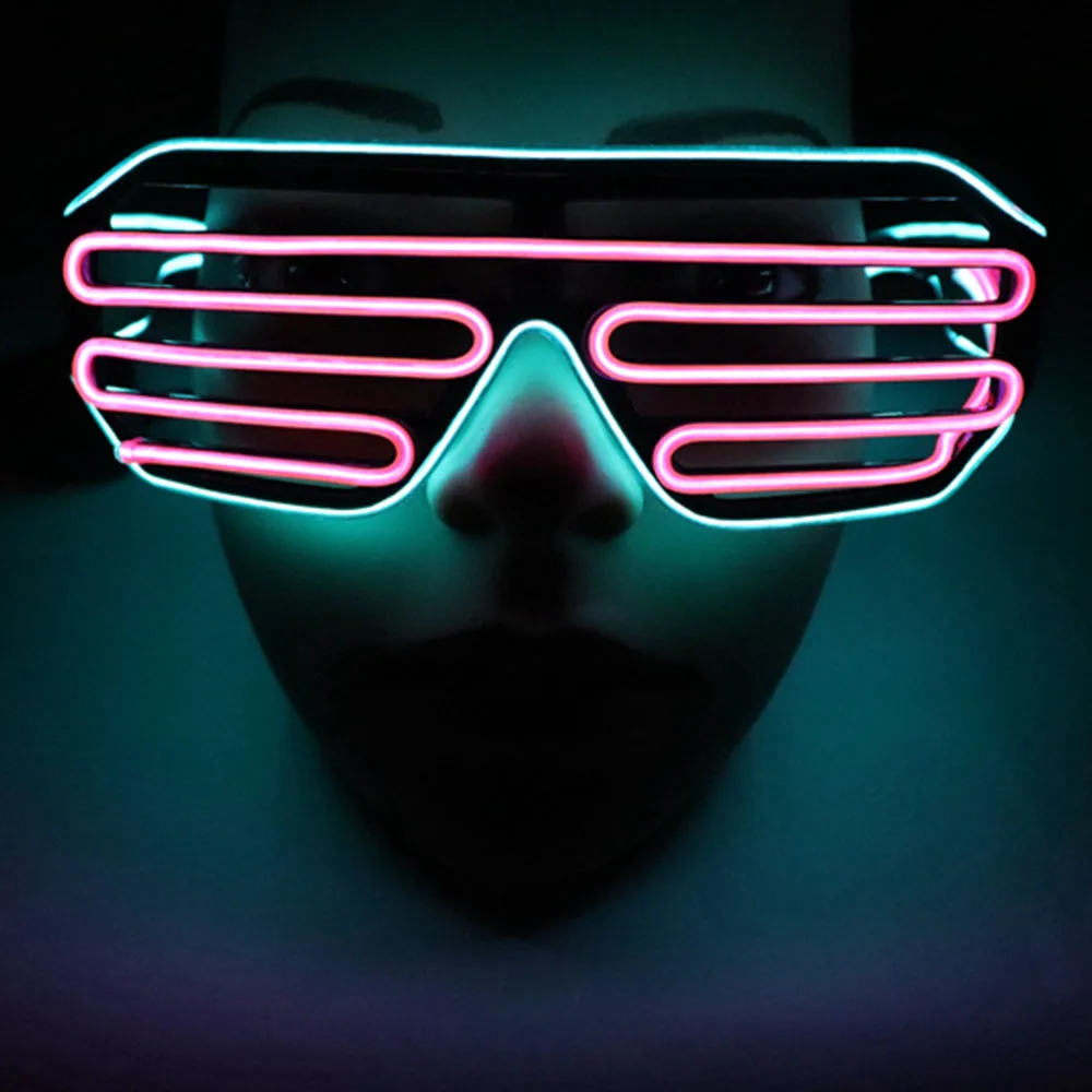 Неоновые вечерние очки EL Wire неоновые светодиодные очки бокалы с подсветкой Rave костюм вечерние диджей солнцезащитные очки декор для вечеринки в честь Дня Рождения