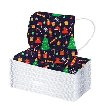 

2021 New Christmas Disposable Face Mask Industrial Children's Printed Mouth Mask Soft Masks For Adults 3-layer Masks Mascara
