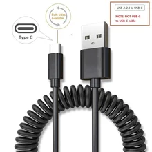 Телескопический Удлинительный пружинный кабель типа C к USB 2,0 для huawei P30 mate 20 xiaomi samsung note 10 S10 OPPO R17 vivo onePlus 7T