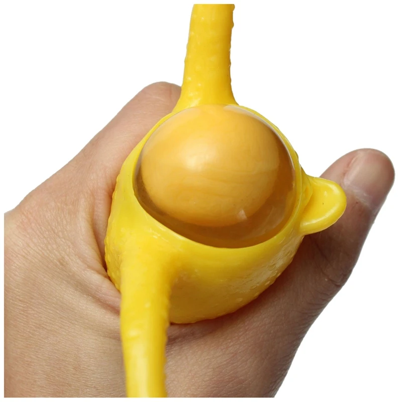 Rubber Egg Laying Plucked Bald Chicken Stress Relief Squeeze Ball Reliever Toy Yellow