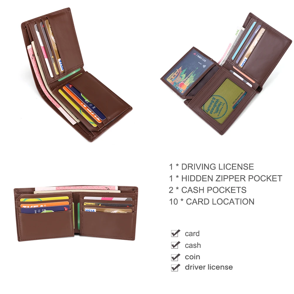 JOYIR мужские кошельки из натуральной кожи, бизнес кожаный RFID кошелек, держатель для карт, мужской кошелек на молнии, кошелек для монет, кредитный держатель для карт, мужской кошелек