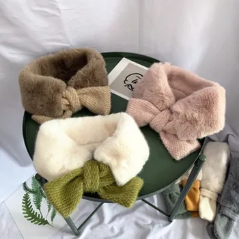 

Luxury Winter Warm Korean Solid Color Imitation Mink Children Cross Small Fur Collar Princess Collar Soft Fur Scarves