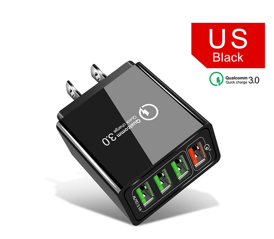 Быстрая зарядка 4,0 3,0 4 порта USB зарядное устройство USB быстрое зарядное устройство QC3.0 для Xiaomi iPhone настенное зарядное устройство для мобильных телефонов EU US UK переходник