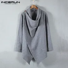 INCERUN, китайский стиль, мужской Тренч, однотонный плащ, накидка, Ретро стиль,, длинный рукав, Повседневный, нестандартный, мужские куртки, уличная одежда