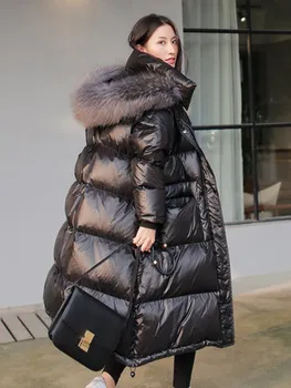 

New Women's Winter 2020 Warm Coat Women Raccoon Fur Collar Korean Duck Down Puffy Jacket Chaquetas Mujer
