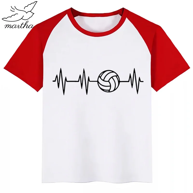 Heartbeat of Volleyballer/Детские летние топы для девочек и мальчиков; повседневная детская футболка с короткими рукавами и рисунком; детская одежда